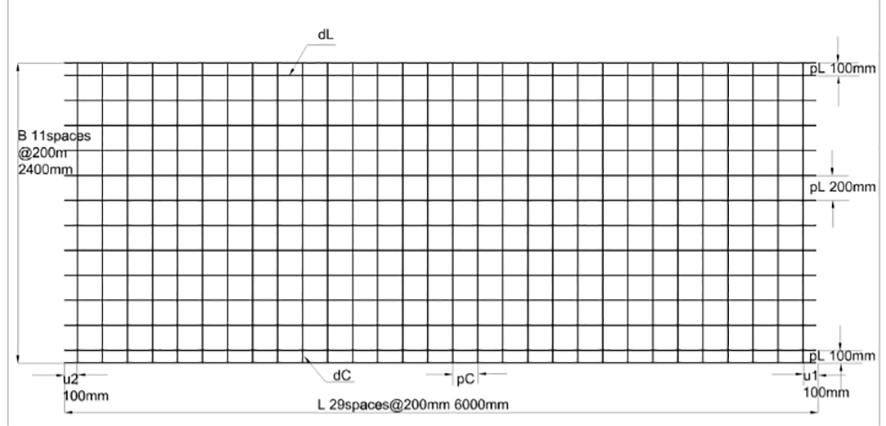 Slab mesh reinforcement for footing slab, beam and piers