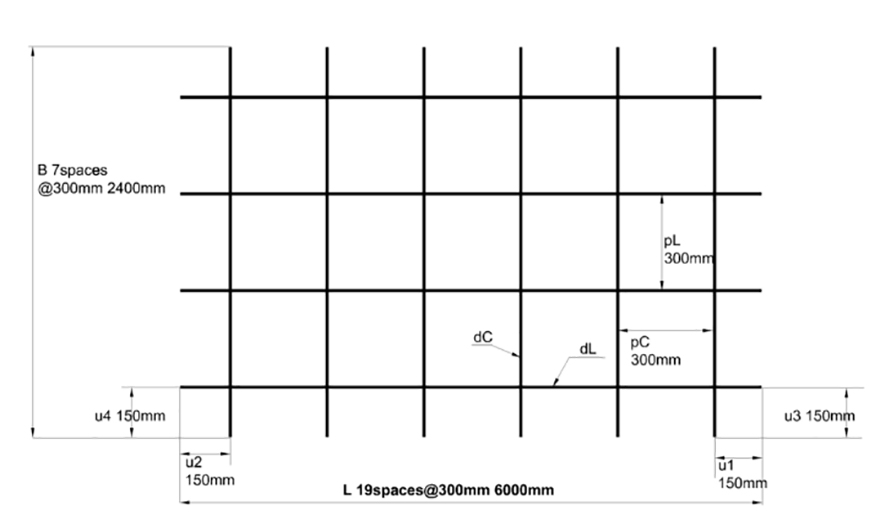 Slab mesh reinforcement for footing slab, beam and piers