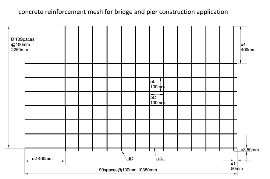 Concrete reinforcement mesh for bridge and pier construction application